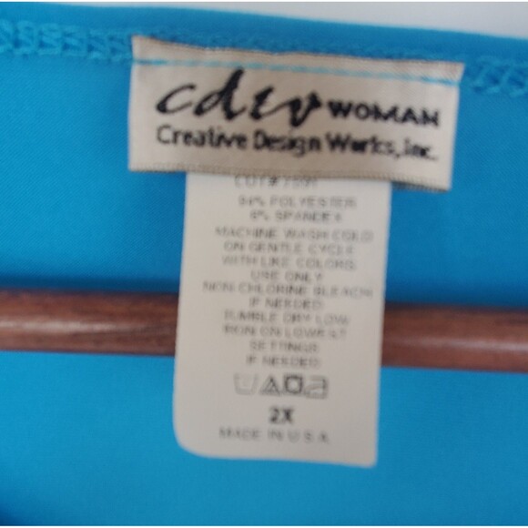 cdw Creative Design Works 90's Size 2X Sky Blue Cowl Neck Blouse 3/4 Sleeve Top - Picture 4 of 9
